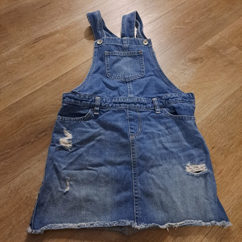 The Children's Place Blue Denim Dress Pockets Kids Overalls Size 8